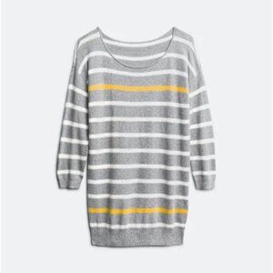 Market and Spruce Grey Boatneck Sweater with Yellow and White Details